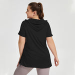 Wholesale Plus Size Womens Clothing Hooded Short-Sleeve Sports Quick-Drying Sports Top