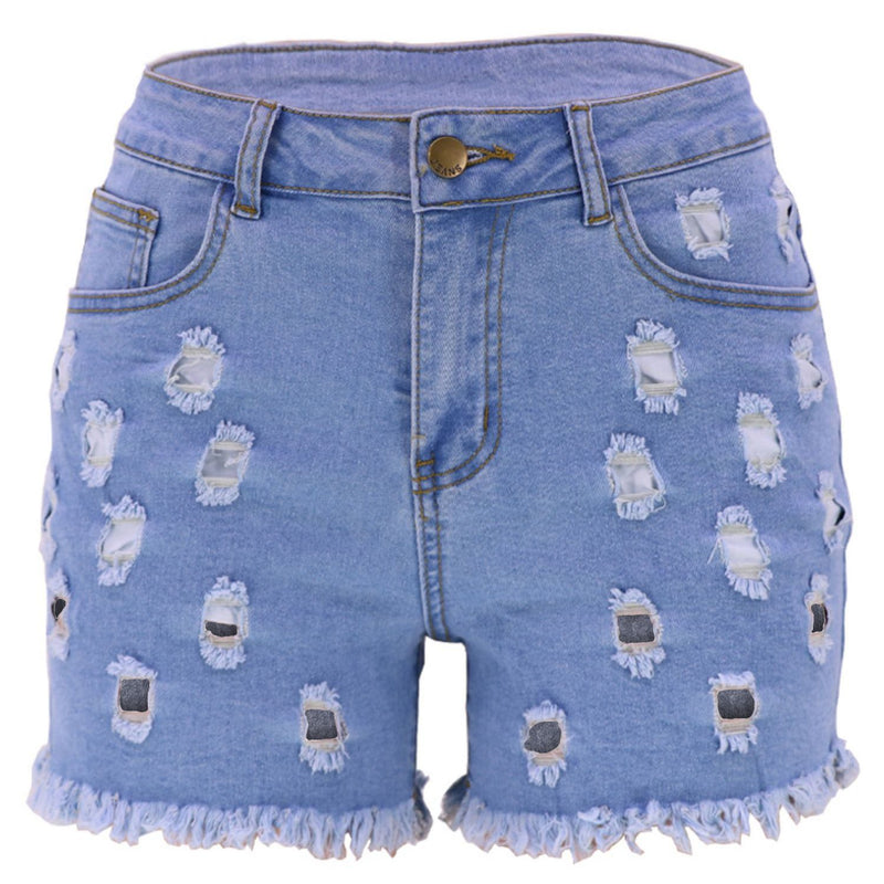 Casual Ripped Denim Shorts Wholesale Womens Clothing N3823090500057