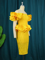 Fashion Lace Sleeveless Ruffle One-Piece Collar Dress Wholesale Dresses
