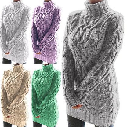 Vintage Two Lapel Thickened Chunky Sweater Twist Dress Wholesale Dresses