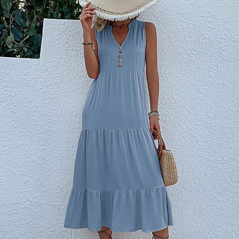 Sleeveless Tank Maxi Dresses Loose Casual Solid Color Dresses Wholesale Womens Clothing N3824050700031