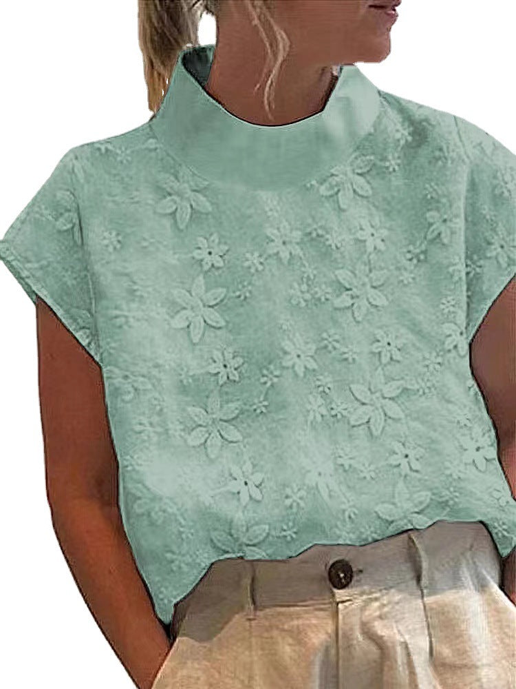 Cotton Pullover Embroidered Floral Casual Shirt Wholesale Womens Tops