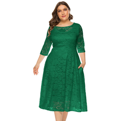 Plus Size Lace Pocket Gown Party Dresses Wholesale Womens Clothing N3824080300012