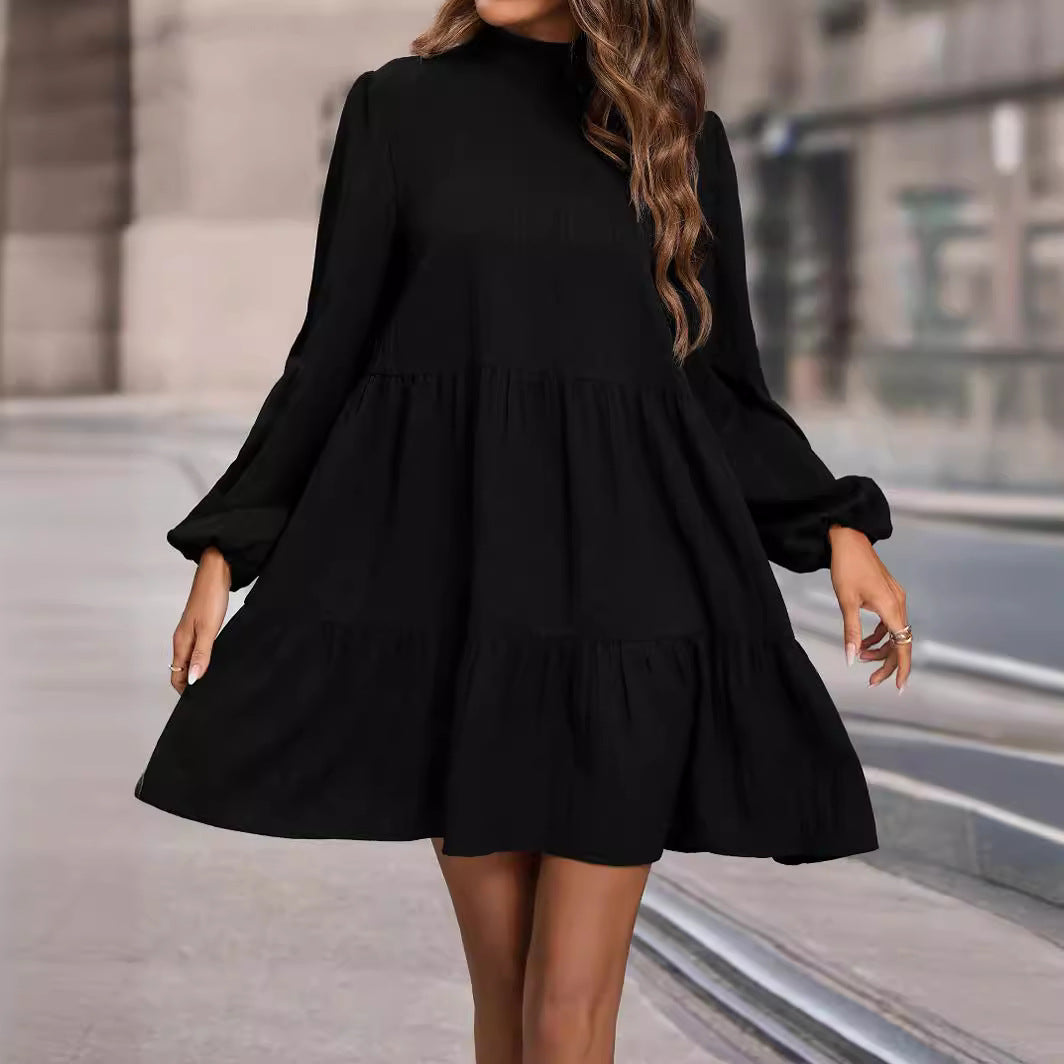 Solid Color Loose Round Neck Long Sleeve Dresses Wholesale Womens Clothing N3824052000054