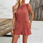 Women's Casual Solid Color Rompers With Pockets Wholesale Womens Clothing N3823122900150