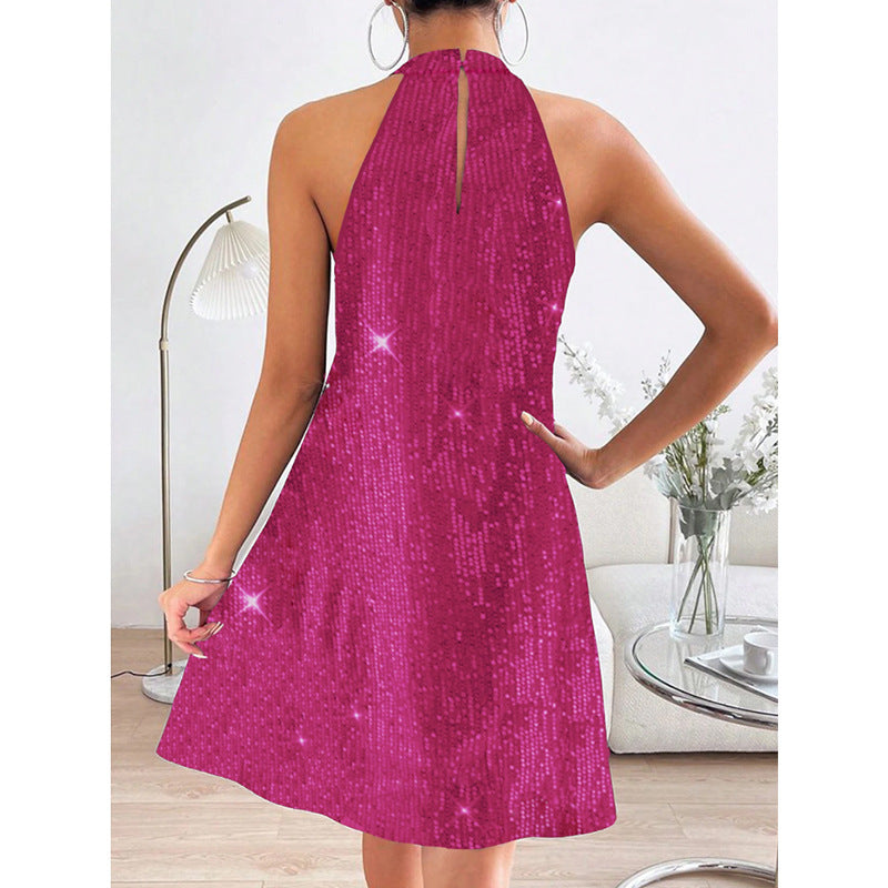 Sexy Hanging Neck Strapless Sequined Dresses Wholesale Dresses
