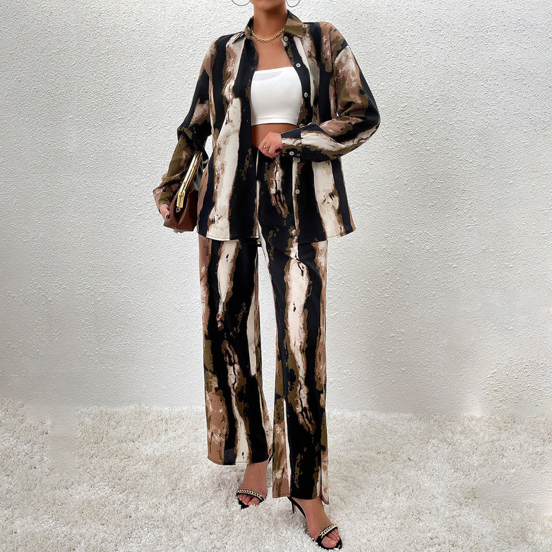 Casual Geometric Print Printed Set Long Sleeve Top And Trousers Wholesale Women'S 2 Piece Sets