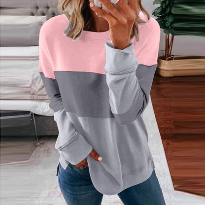 Patchwork Clash Top Drop Shoulder Long Sleeve Casual Pullover Sweatshirt Wholesale Womens Tops N3824091200004