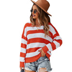 Fashion Long Sleeve Striped Warm Knit Top Wholesale Womens Tops