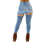 Casual Rear Ripped Denim Pencil Trousers Wholesale Womens Clothing