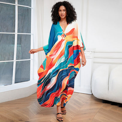 Vacation Loose Plus Size Robe Beach Cover Up Dresses Wholesale Womens Clothing N3824022600100