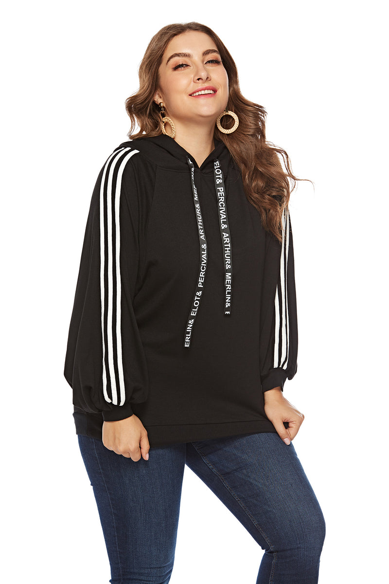 Wholesale Plus Size Clothing Hooded Pullover Long Sleeve Sweatshirt