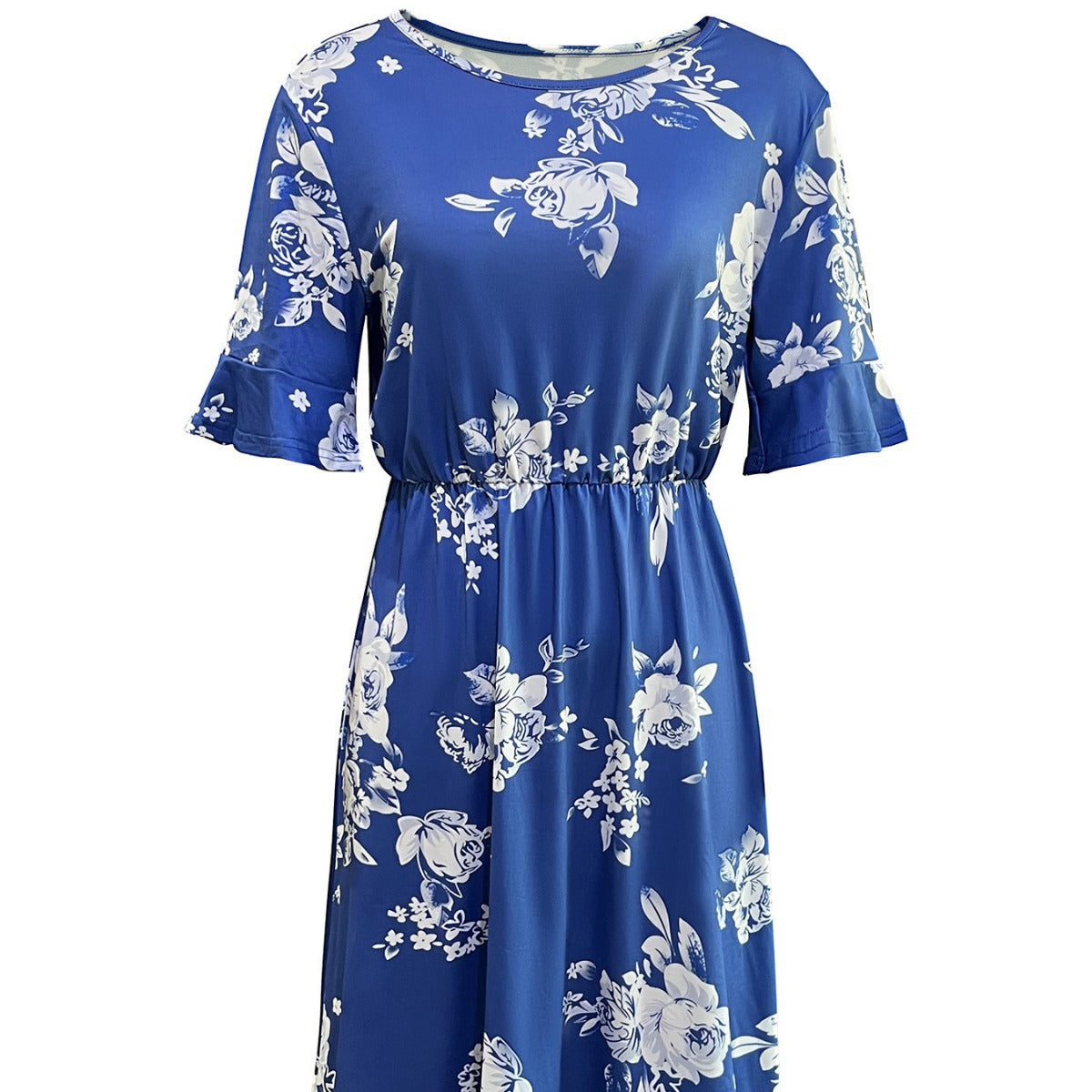 Elegant Round Neck Short Sleeve Printed Dresses Wholesale Womens Clothing N3824073000127