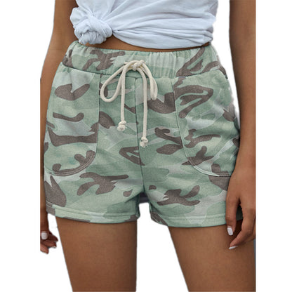 Casual Lace-up Camouflage Shorts Loose Beach Wholesale Womens Clothing N3824080900028