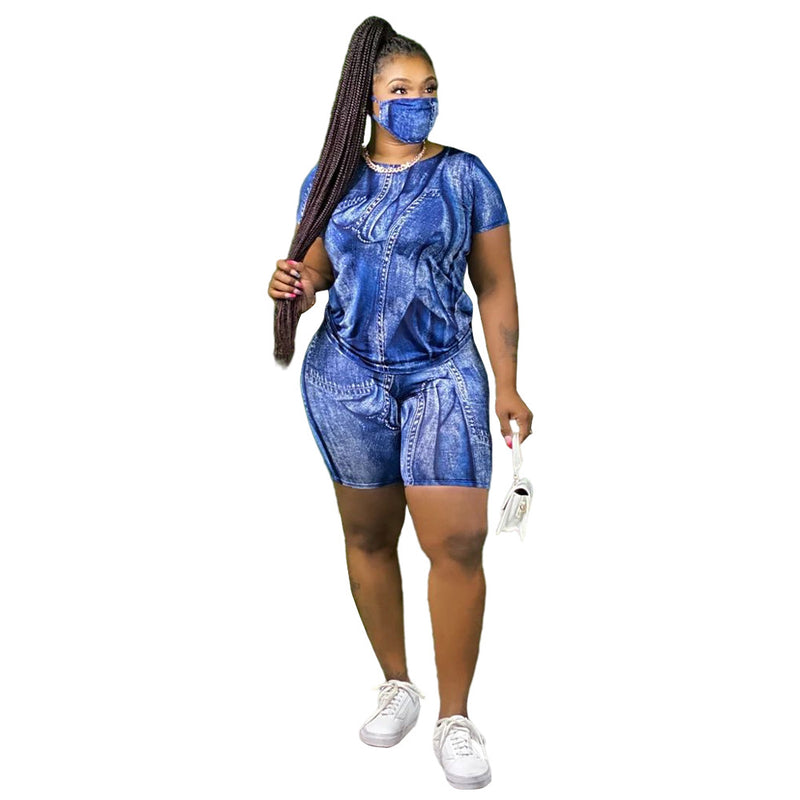 Casual Crew Neck Printed Short Sleeve Top And Shorts Sweat Suit Wholesale Women'S 2 Piece Sets