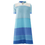 Elegant Short Sleeve V-Neck Colour-Blocked Striped A-Line Dress Wholesale Dresses