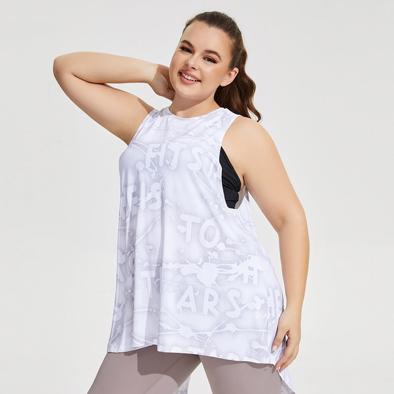 Wholesale Plus Size Womens Clothing Hollow Breathable Sports Sleeveless Loose Tank Tops