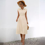Solid Color Lapel Shirt Dresses Wholesale Womens Clothing N3824042900047