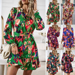 Stylish Geometric Printed Long Sleeve Shirt Dress Wholesale Dresses