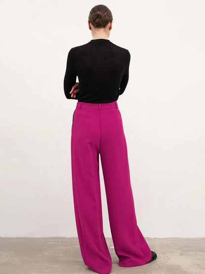 Simple Commuting Wide-Leg High-Waisted Straight-Leg Pants Wholesale Women'S Bottoms