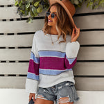 Fashion Colorblocking Stripe Patchwork Long Sleeve Thermal Top Wholesale Womens Tops