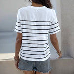 Casual Short Sleeve Striped T-Shirt Wholesale Womens Clothing N3824041600020