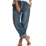 Simple Slim High-Waisted Denim Straight-Legged Pants Wholesale Women Pants