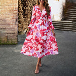 Bohemian Vacation Casual Floral Print V-Neck Maxi Dress Wholesale Dresses