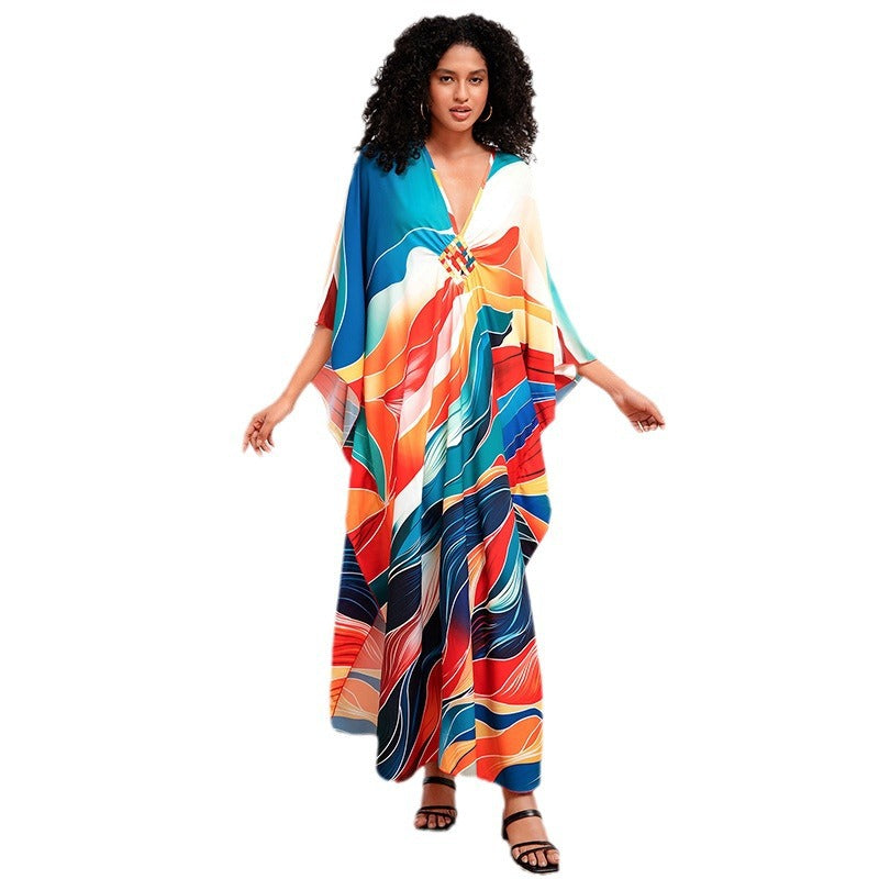 Vacation Loose Plus Size Robe Beach Cover Up Dresses Wholesale Womens Clothing N3824022600100