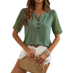 Casual Solid Color Short Sleeve Lace T-Shirt Wholesale Womens Clothing N3824040200001