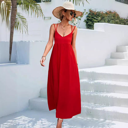 Sexy V Neck Backless Halter Dresses Beach Wholesale Womens Clothing N3824042900064