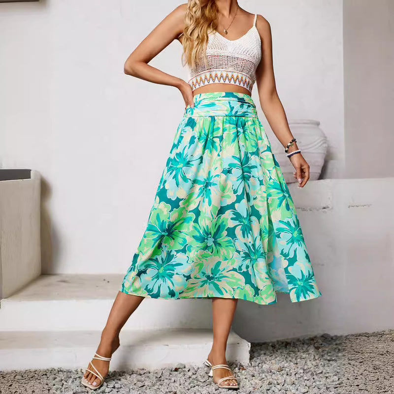Casual Floral Print Slit Skirts Wholesale Womens Clothing N3824041600032