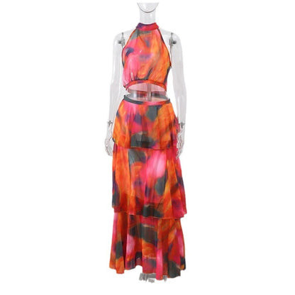 Fashion Tie Dye Sexy Sleeveless Maxi Dresses Wholesale Womens Clothing N3824040700322