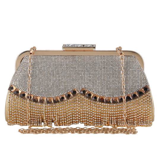 Exquisite Diamond-Encrusted Tasseled Evening Bag Wholesale Womens Clothing