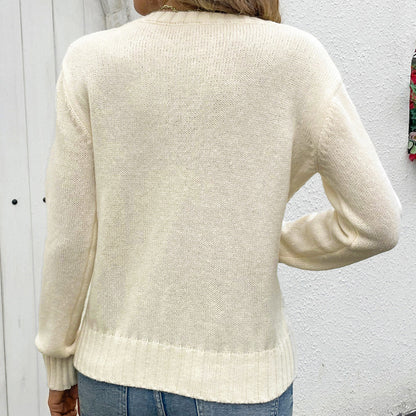 Knitted Round Neck Hollow Solid Color Sweater Wholesale Womens Clothing N3824091200030