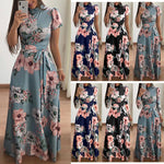 Fashion Floral Print Big Hem Dresses Wholesale Dresses