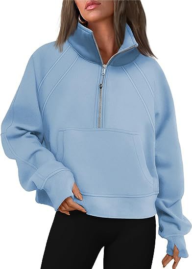 Fleece Sweatshirt with Half Zipper Short Stand Collar Wholesale Womens Clothing N3824070900007