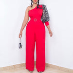 Sexy Slant Shoulder Waisted Wide Leg Jumpsuit With Belt Wholesale Womens Clothing