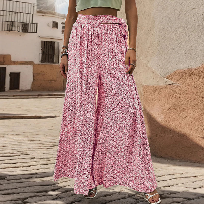 Ethnic Print Flared Wide Leg Pants Wholesale Womens Clothing N3824050700009