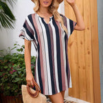 Striped Short Sleeve Dresses Wholesale Womens Clothing N3824052000048