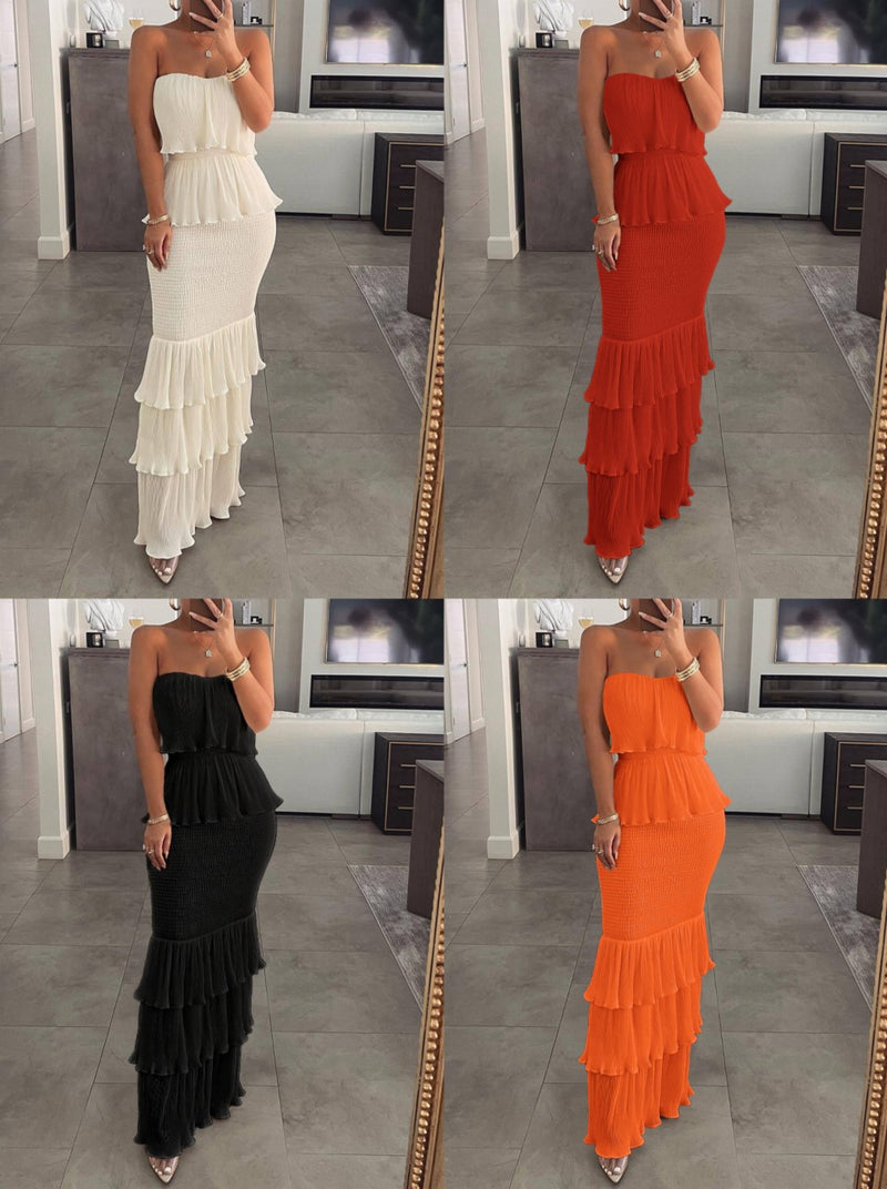 Sexy Breasted Pleated Ruffle Sling Hipster Dresses Wholesale Dresses