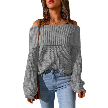 One-Shoulder Loose Pullover Knitted All-Match Sweater Wholesale Women'S Top