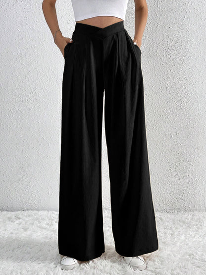 Pleated Casual Wide Leg Pants Loose Pants Wholesale Womens Clothing N3824052000071