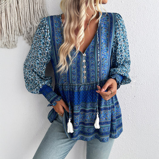 Casual Long Sleeve Tops Bohemian Blouses Wholesale Womens Clothing N3824110900009