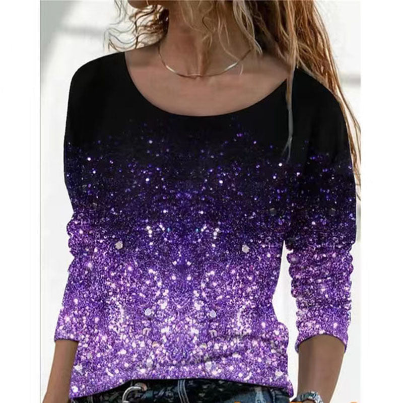 Long Sleeve Pullover Casual Print T-Shirt Top Wholesale Women'S Top