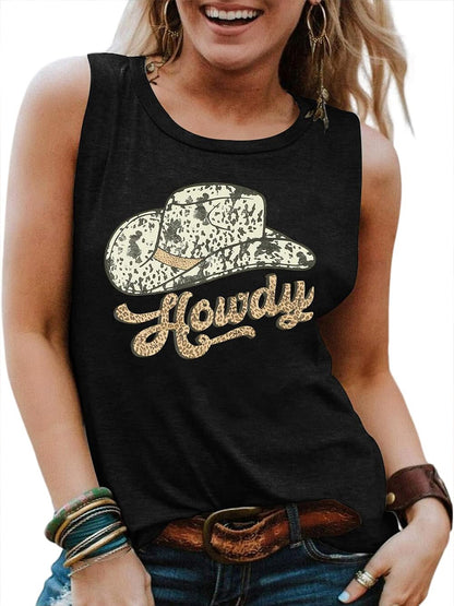 Casual Round Neck Vest Cowboy Flower Loose Sleeveless Tank Tops Wholesale Womens Clothing N3824052000022