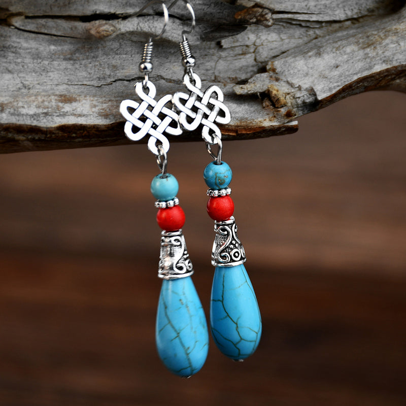 Vintage Turquoise Teardrop Bead Earrings Women Accessories Wholesale Vendors