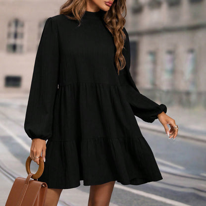 Solid Color Loose Round Neck Long Sleeve Dresses Wholesale Womens Clothing N3824052000054