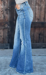 Washed Casual Worn-Out Denim Micro-Lab Pants Wholesale Womens Clothing