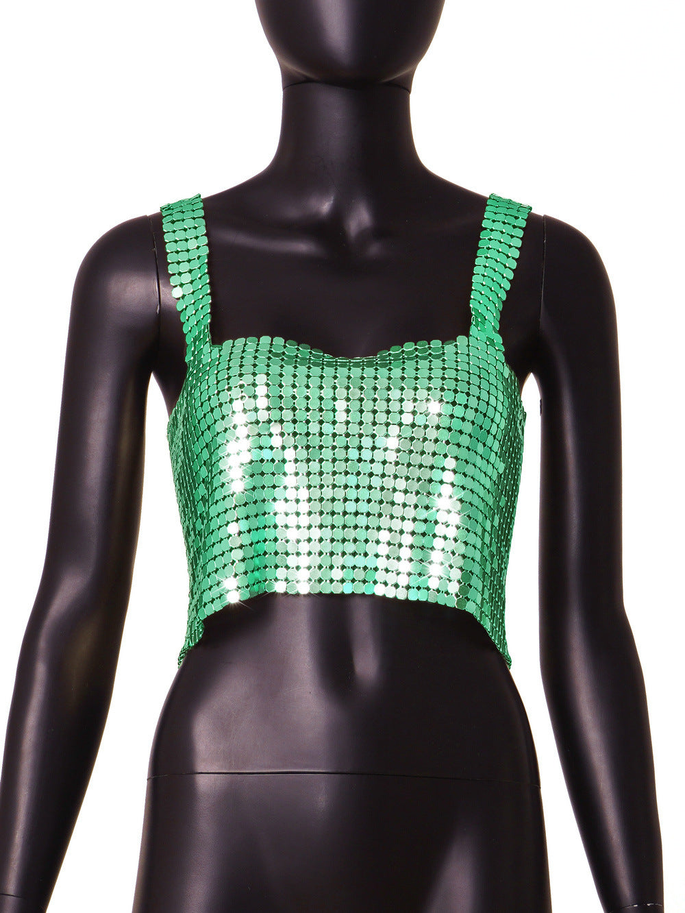 Sexy Metallic Sequins Backless Neck Crop Top Wholesale Womens Tops